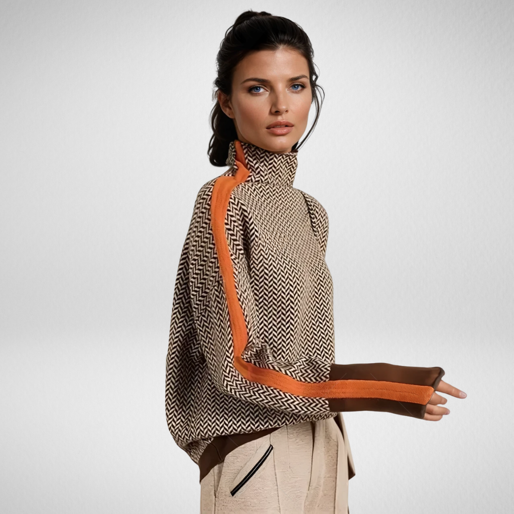 Clémence - Jersey de cuello alto con rayas en contraste