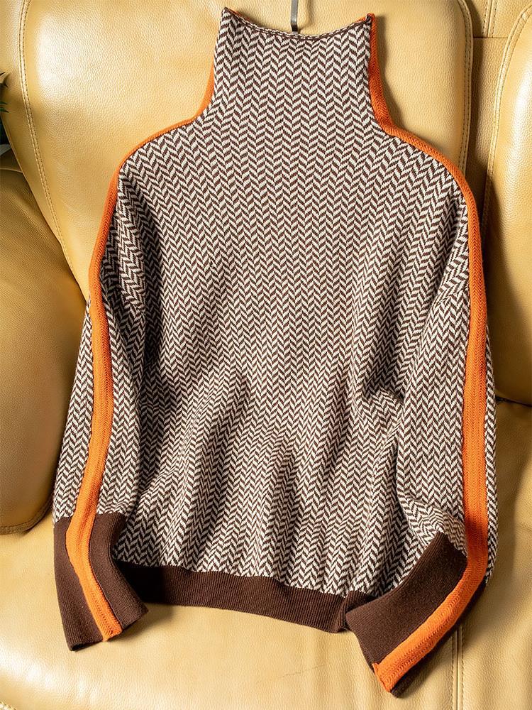 Clémence - Jersey de cuello alto con rayas en contraste